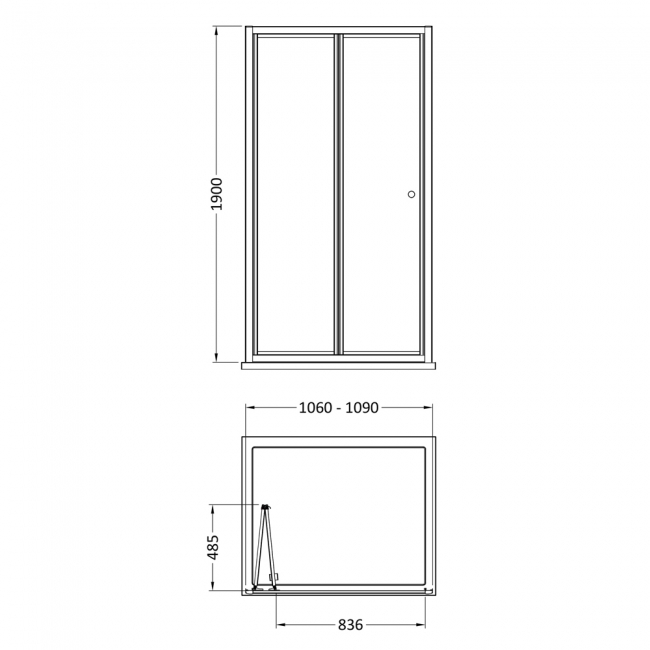 Nuie Rene Bi-Fold Shower Door 1100mm Wide with Polished Chrome Profile - 4mm Glass