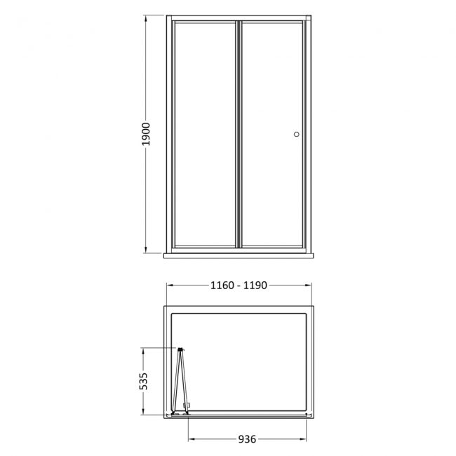 Nuie Rene Bi-Fold Shower Door 1200mm Wide with Polished Chrome Profile - 4mm Glass