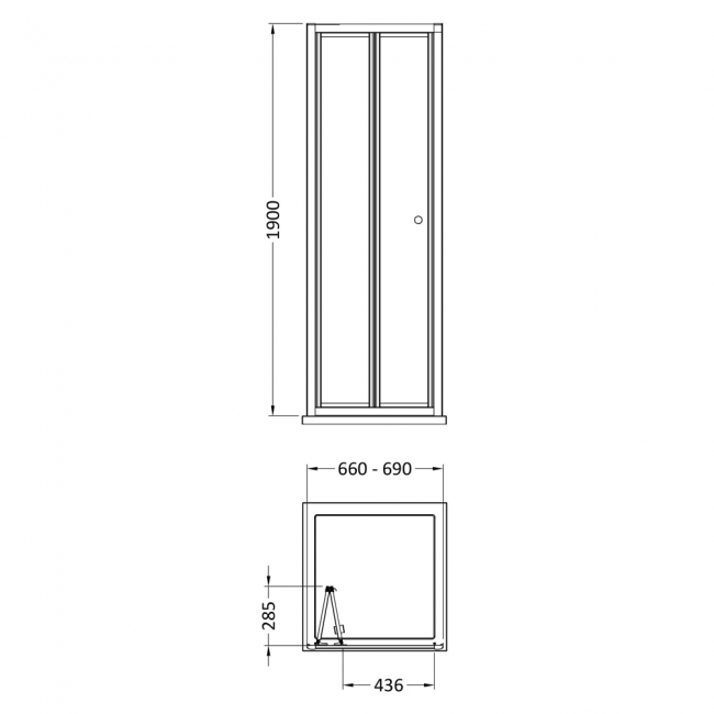 Nuie Rene Bi-Fold Shower Door 700mm Wide with Polished Chrome Profile - 4mm Glass