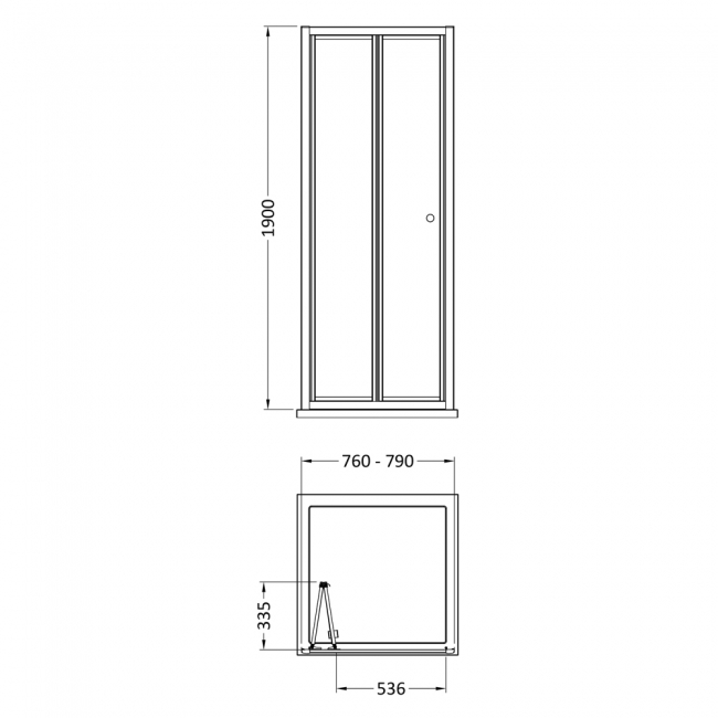 Nuie Rene Bi-Fold Shower Door 800mm Wide with Polished Chrome Profile - 4mm Glass