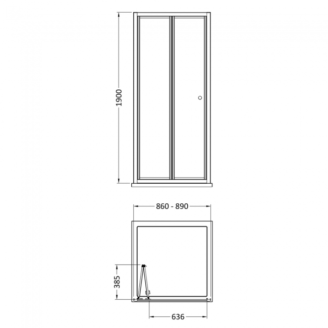 Nuie Rene Bi-Fold Shower Door 900mm Wide with Brushed Brass Profile - 4mm Glass