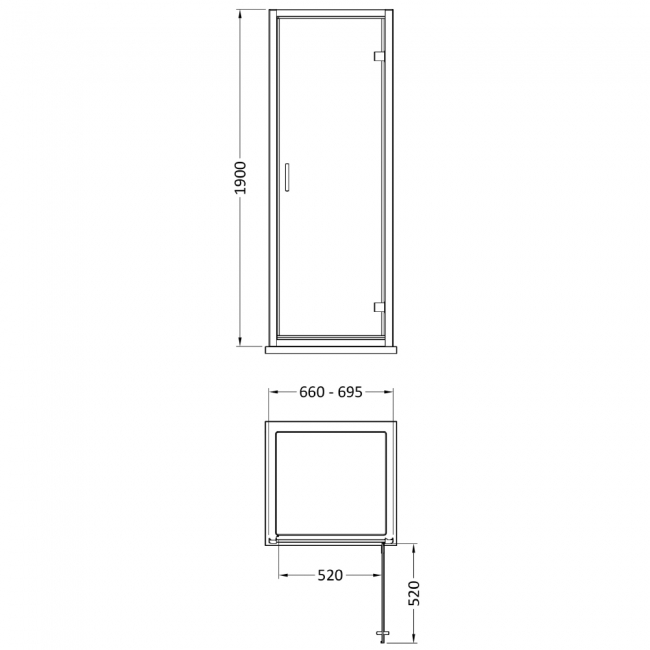 Nuie Rene Hinged Shower Door 700mm Wide with Polished Chrome Profile - 6mm Glass