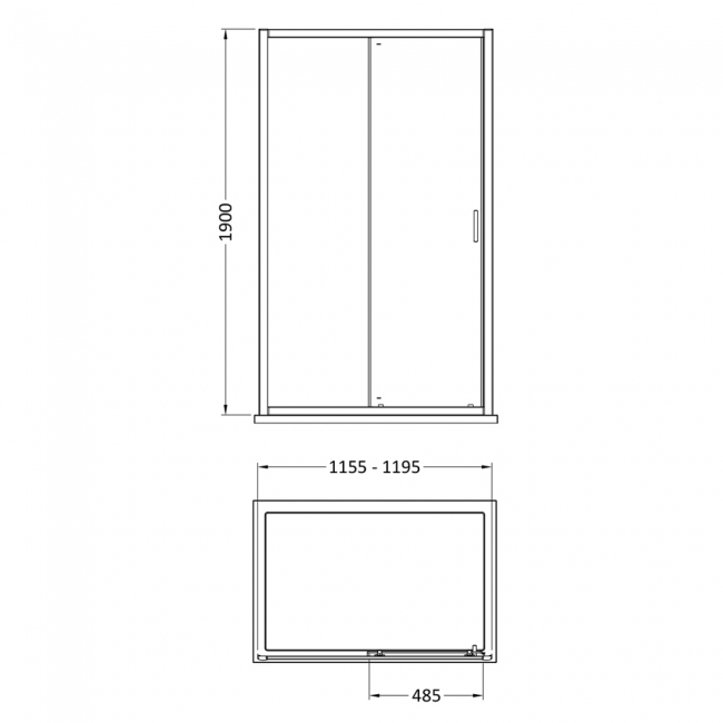 Nuie Rene Sliding Shower Door 1200mm Wide with Polished Chrome Profile - 6mm Glass
