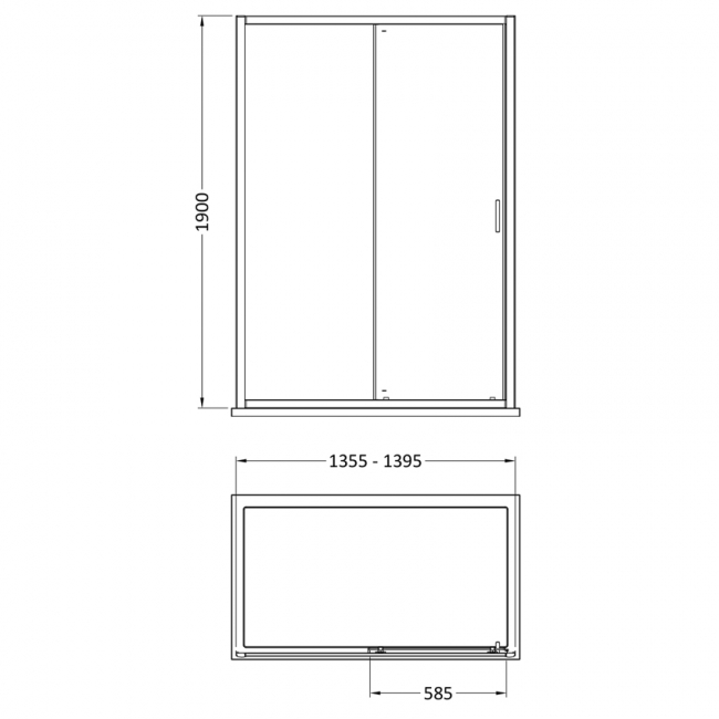 Nuie Rene Sliding Shower Door 1400mm Wide with Polished Chrome Profile - 6mm Glass