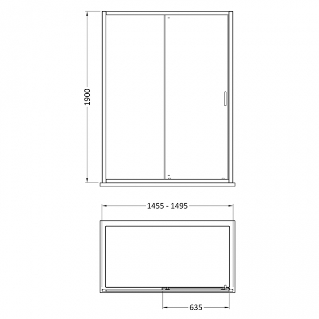 Nuie Rene Sliding Shower Door 1500mm Wide with Polished Chrome Profile - 6mm Glass