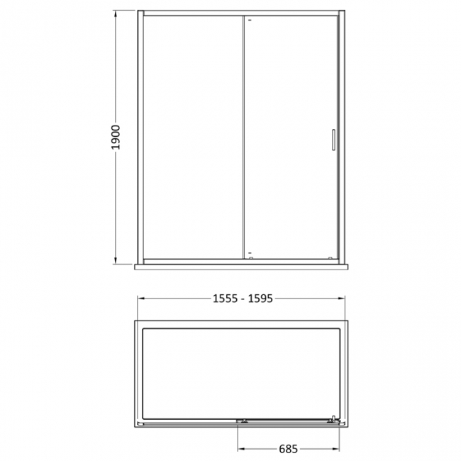 Nuie Rene Sliding Shower Door 1600mm Wide with Polished Chrome Profile - 6mm Glass