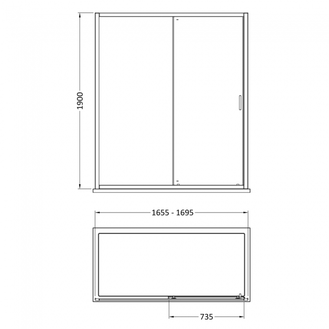 Nuie Rene Sliding Shower Door 1700mm Wide with Brushed Brass Profile - 6mm Glass