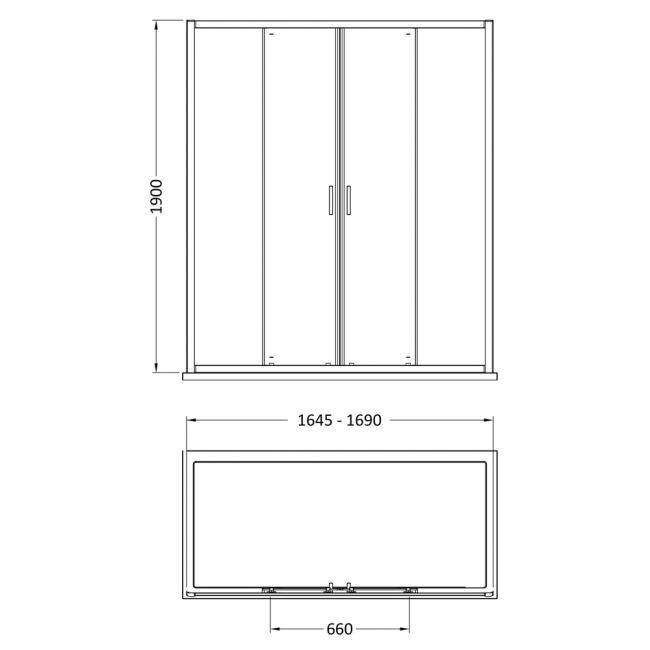 Nuie Rene Double Sliding Shower Door 1700mm Wide - 6mm Glass
