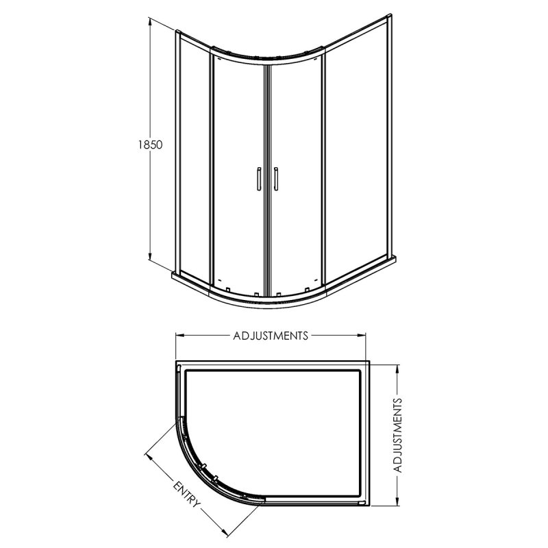 Nuie Rene Offset Quadrant Shower Enclosure 1000mm x 800mm - 6mm Glass