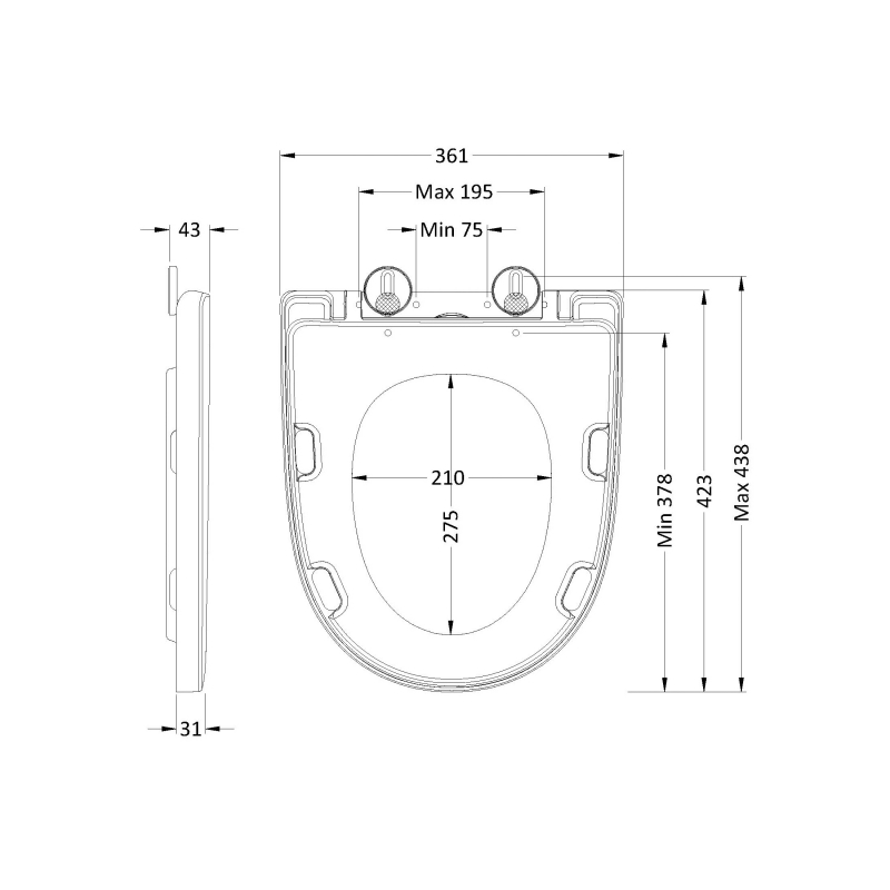 Nuie Round Wrapover Soft Close Toilet Seat - White