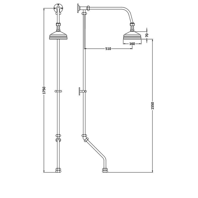 Nuie Rigid Riser Shower Kit AK305 Traditional Chrome