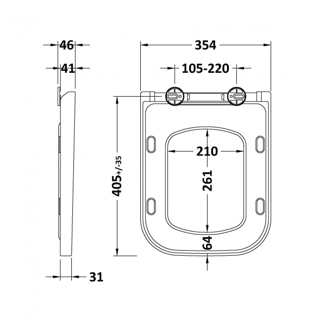 Nuie Square Wrapover Soft Close Toilet Seat - White