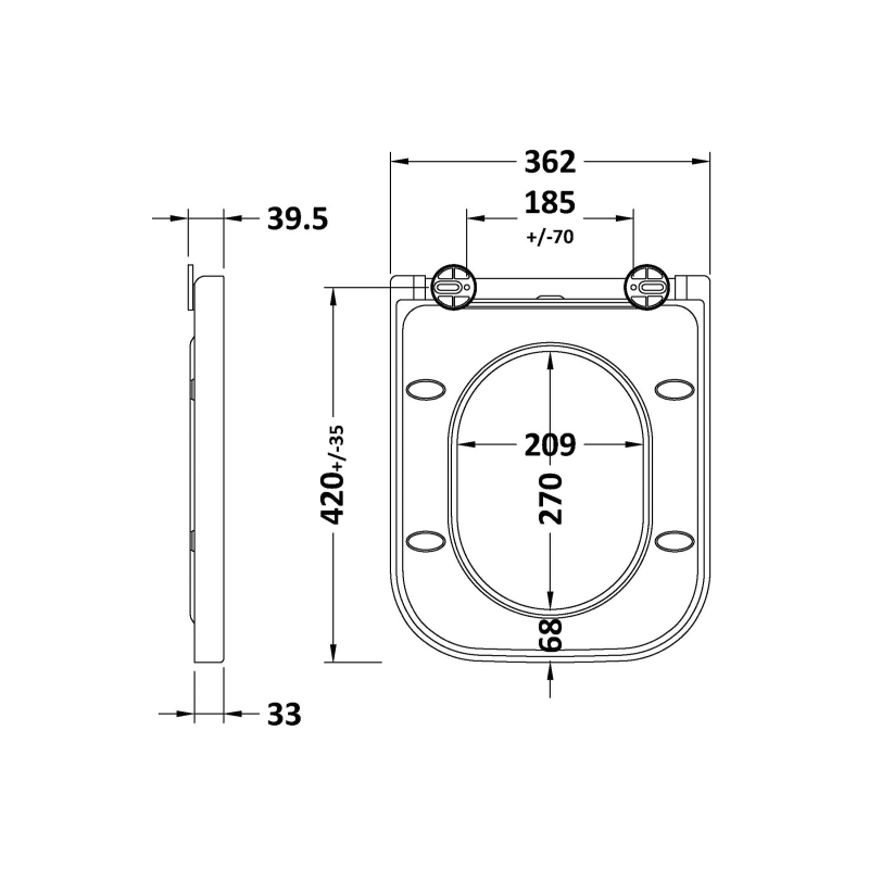 Nuie Square Toilet Seat NCG499 Square Urea White