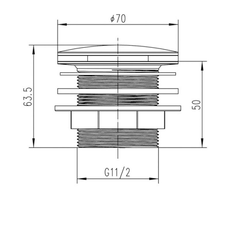 Nuie Press Top Bath Waste Excluding Overflow - Chrome