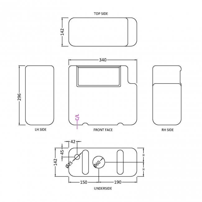 Nuie Front and Top Access Concealed Toilet Cistern Dual Flush with Bottom Inlet