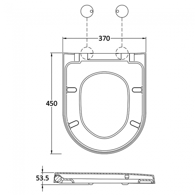 Nuie Luxury D-Shaped Toilet Seat with Soft Close Quick Release Hinges 370mm Wide - White