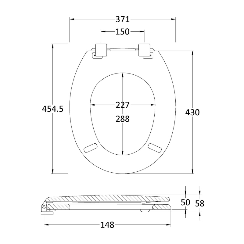 Nuie Traditional Wooden Toilet Seat with Chrome Hinges - White