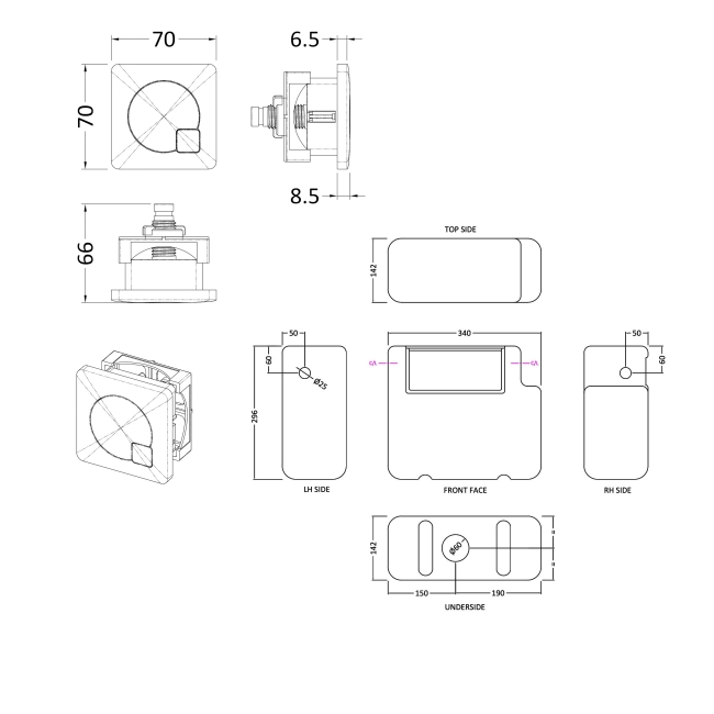 Nuie Universal Access Dual Flush Concealed WC Cistern with Brushed Brass Flush Plate - White
