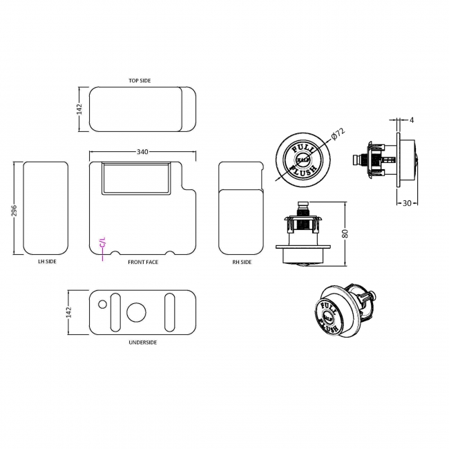 Nuie Universal Concealed Cistern XTY8T03B Ceramic White