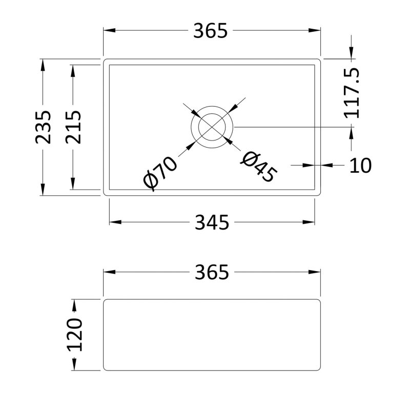 Nuie Vessel Rectangular Sit-On Countertop Basin 365mm Wide - White