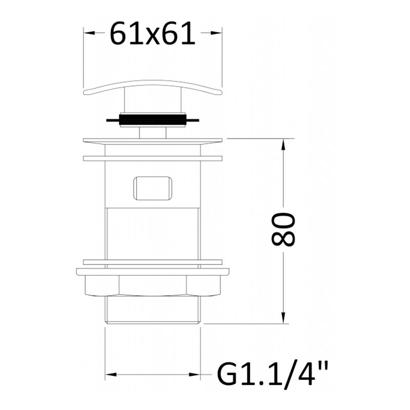 Nuie Square Press Top Basin Waste Chrome - Slotted