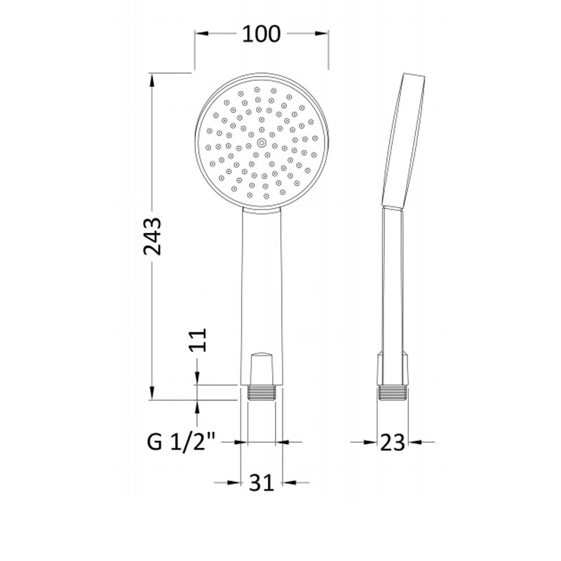 Nuie Water Saving Single Function Shower Handset - Chrome