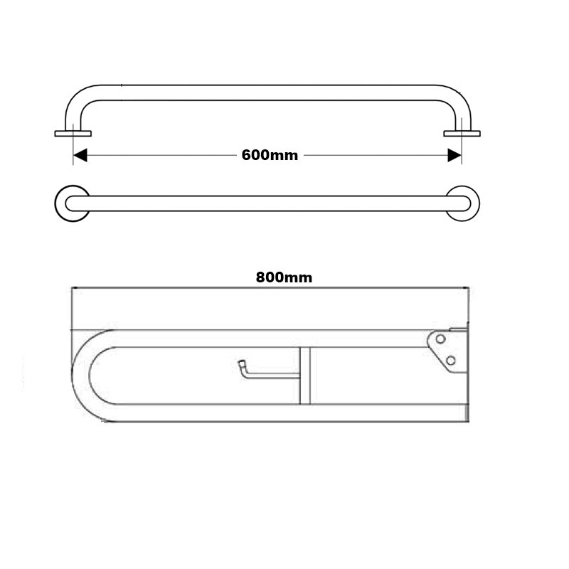 NYMAS Steel Grab Rail 230003/GY Hinged Grey