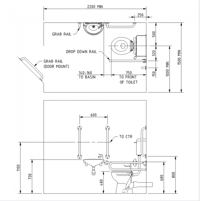 Nymas Nyma PRO Low Level Doc M Pack White - 5 x Dark Grey Grab Rails