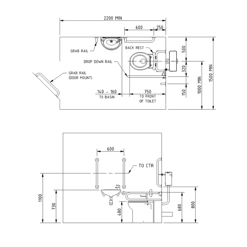 NYMAS Doc M Pack DM800KC/DG Bathroom Dark Grey