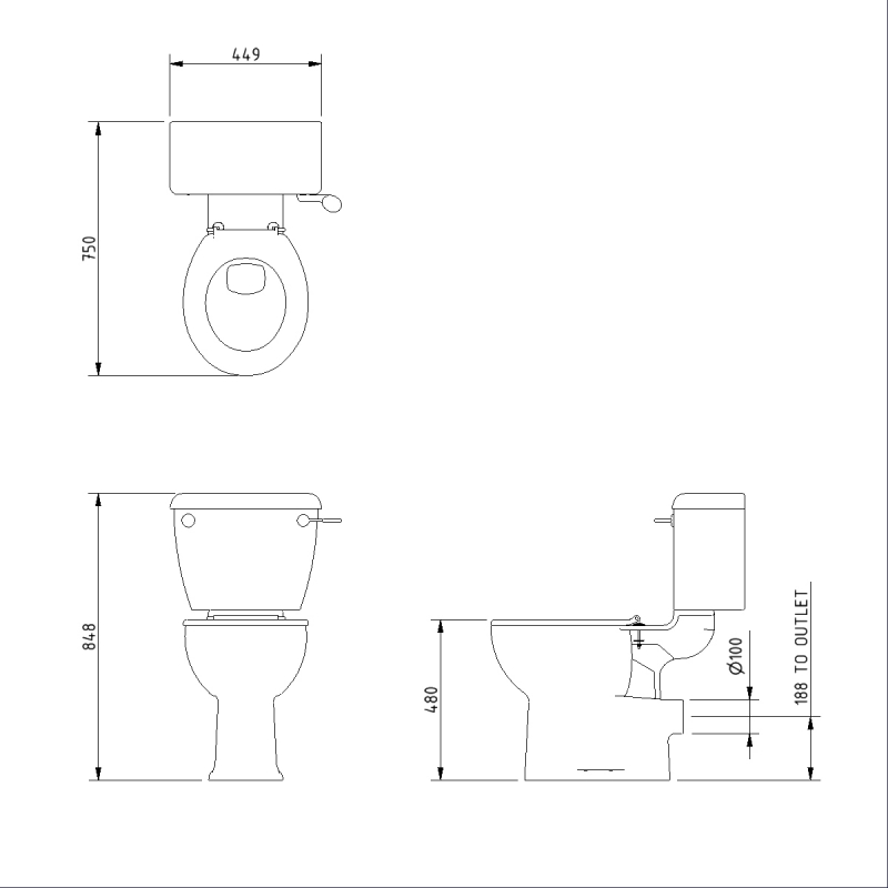 Nymas NymaPRO Doc M Close Coupled Toilet Ware Set - Dark Blue Seat and Lid