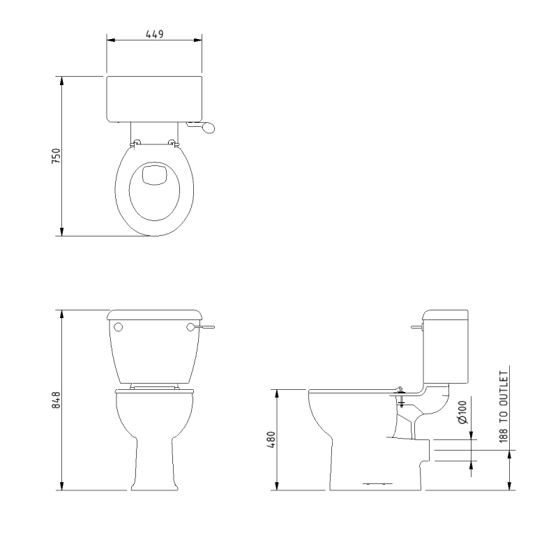 Nymas Nyma PRO Doc M Close Coupled Toilet Ware Set - White Ring Seat