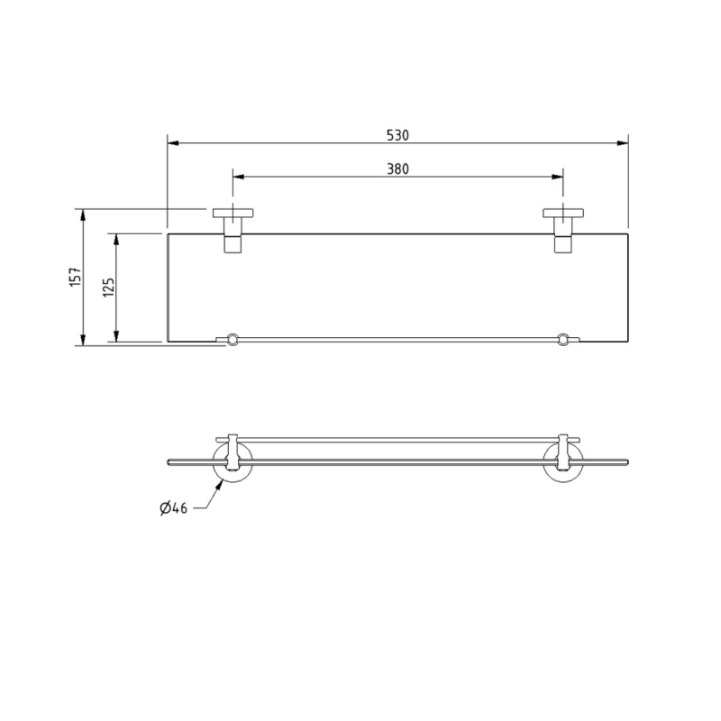 Nymas NymaSTYLE Brass Glass Shelf - Polished Chrome