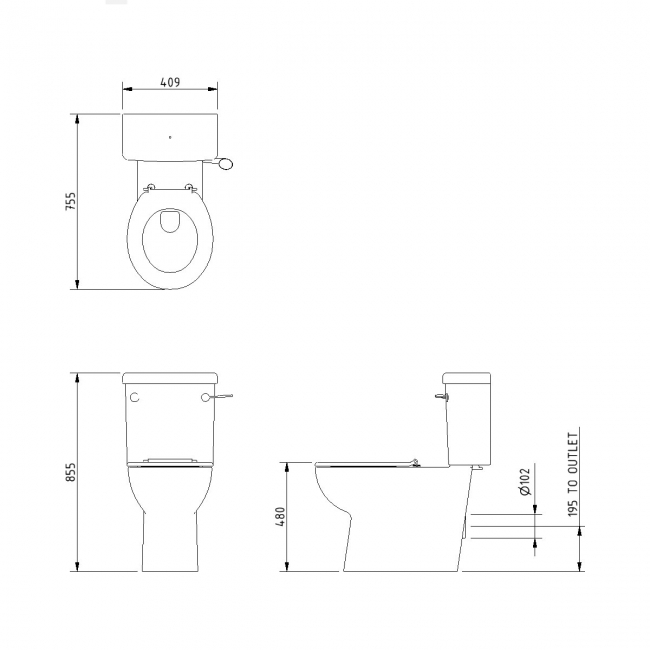 Nymas NymaCARE Doc M Close Coupled Toilet Ware Set - Dark Blue Ring Seat