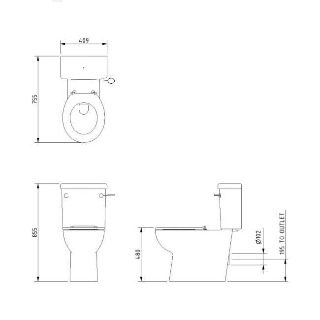 Nymas NymaCARE Doc M Close Coupled Toilet Ware Set - White Seat and Lid