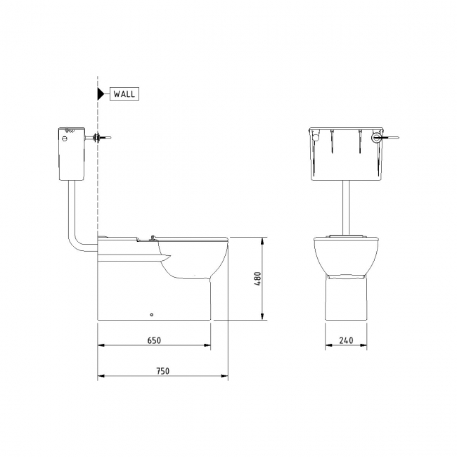 Nymas NymaCARE Doc M Premium Rimless Back to Wall Toilet Ware Set - Dark Blue Ring Seat