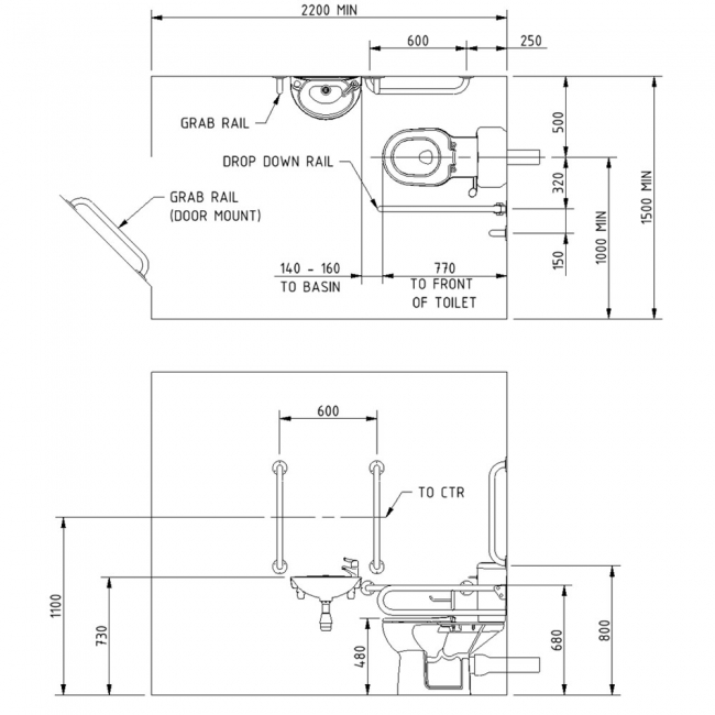 Nymas Nyma PRO Rimless Close Coupled Doc M Pack White - Dark Blue Grab Rails
