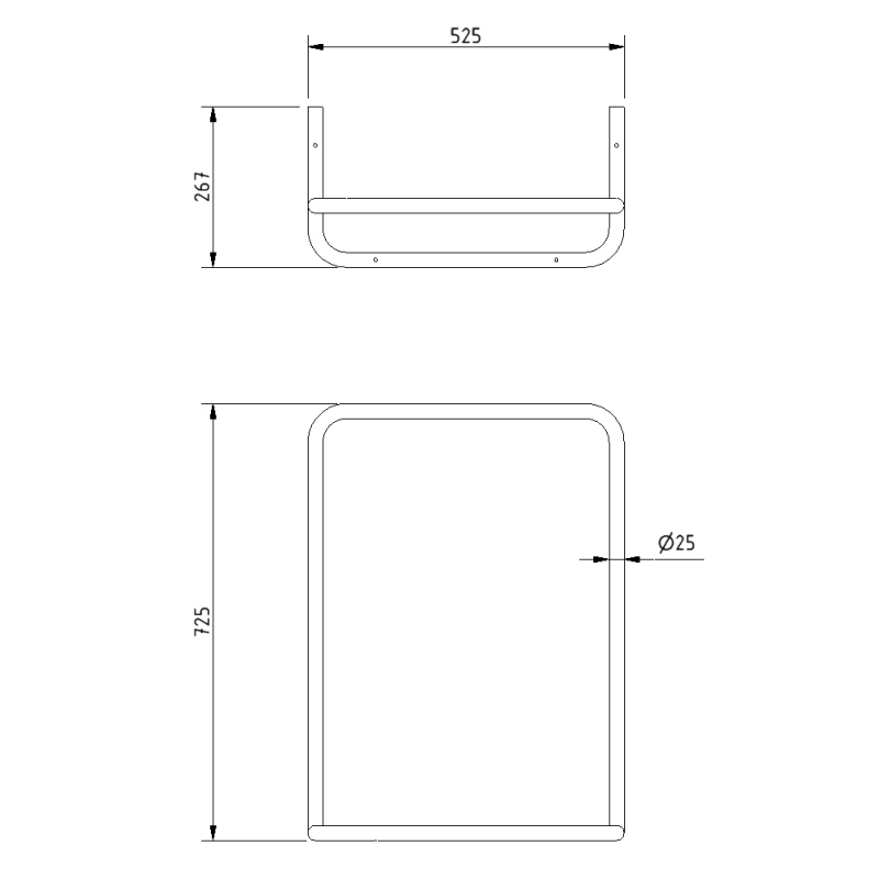 Nymas NymaPRO Floor Mounted Steel U-Rail 525mm Width - White