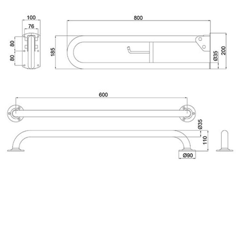 NYMAS Grab Rail BCCDMT0/GY Bathroom Grey