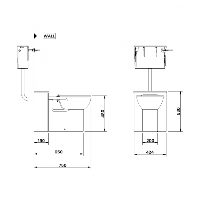Nymas NymaPRO Doc M Back to Wall Toilet Ware Set - Dark Blue Ring Seat