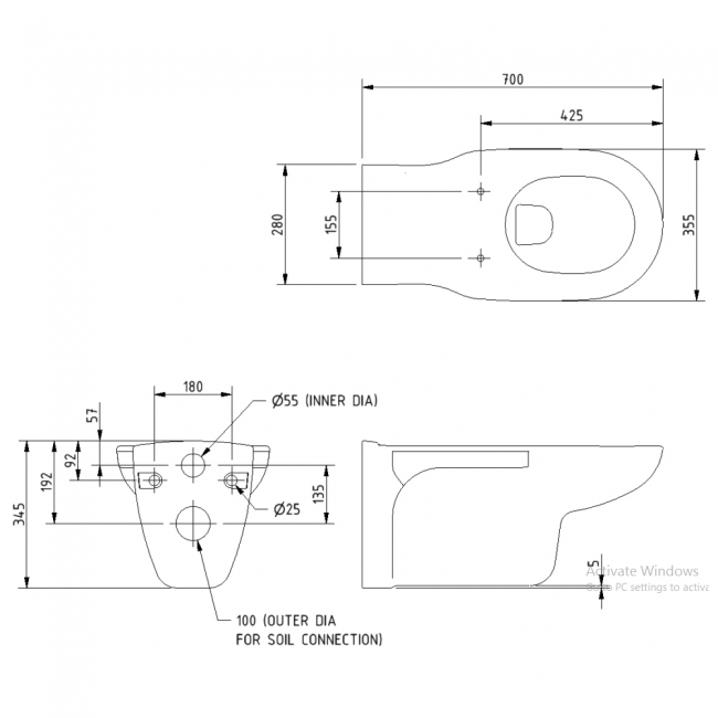Nymas NymaPRO Doc M Rimless Wall Hung Pan - Excluding Seat