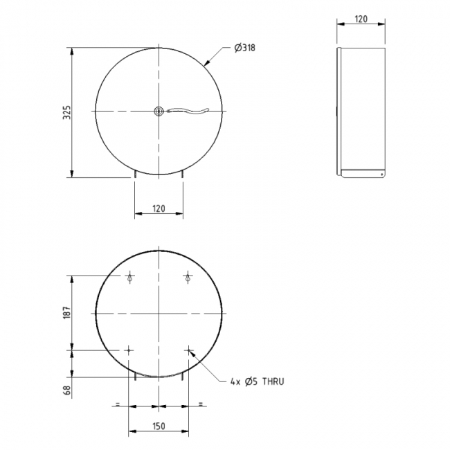 Nymas NymaSTYLE Stainless Steel Toilet Roll Dispenser - Polished
