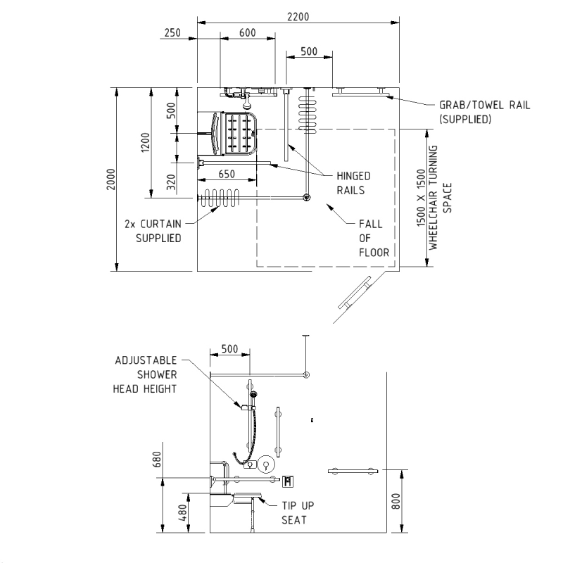 Nymas NymaSTYLE Doc M Luxury Shower Pack - Polished Grab Rails