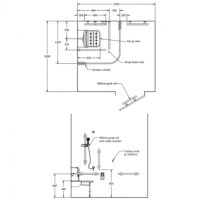 Nymas NymaSTYLE Doc M Luxury Shower Pack with Exposed Valve - Matt Black Grab Rails