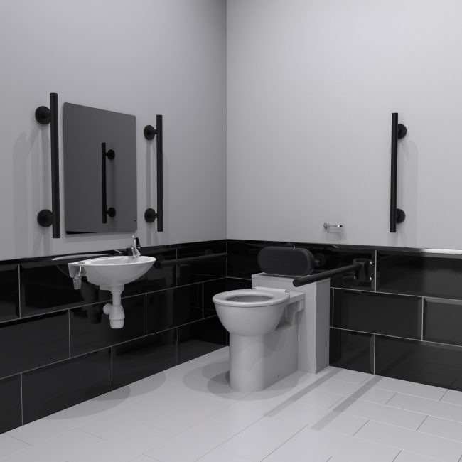 Nymas NymaSTYLE Luxury Back to Wall Doc M Toilet Pack - Polished Grab Rails