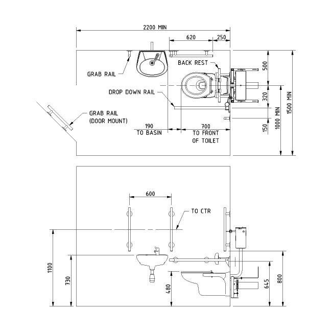 Nymas NymaSTYLE Luxury Wall Hung Doc M Pack White - 5 x Satin Grab Rails