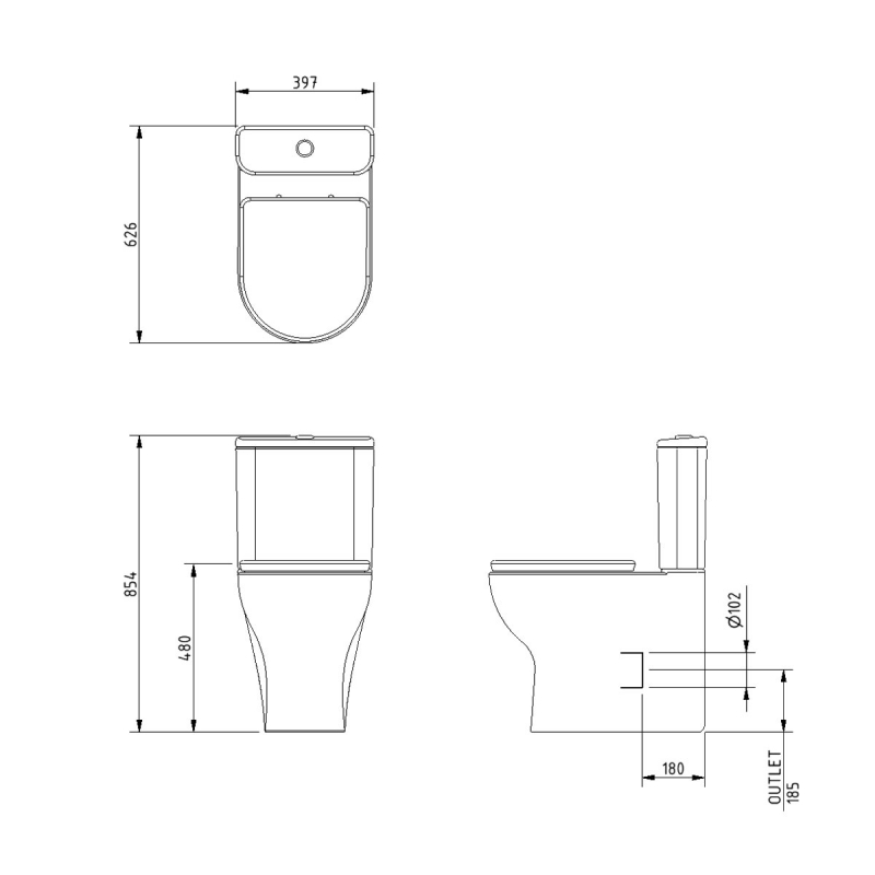 Nymas NymaSTYLE Comfort Height Close Coupled Toilet with Push Button Cistern - Soft Close Seat