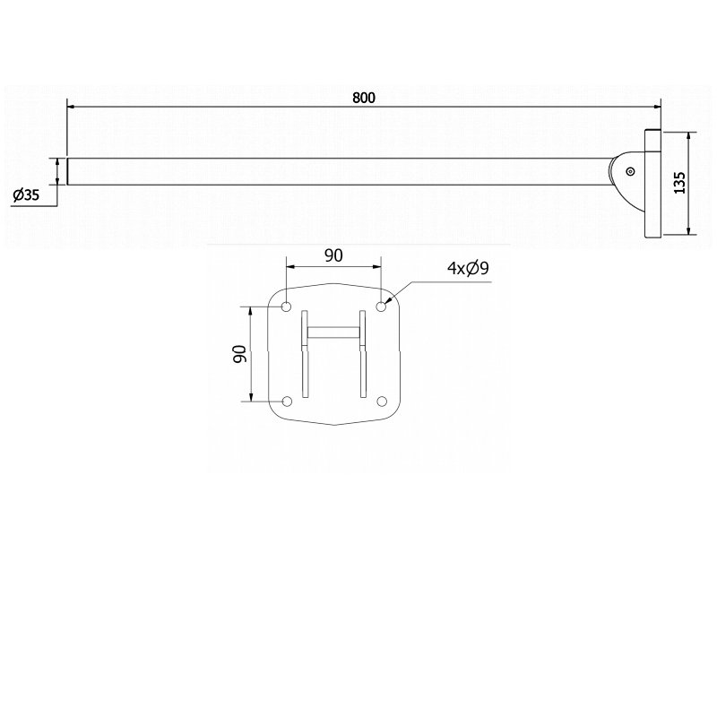 NYMAS Stainless Steel Grab Rail 310480C/MB Straight Matt Black