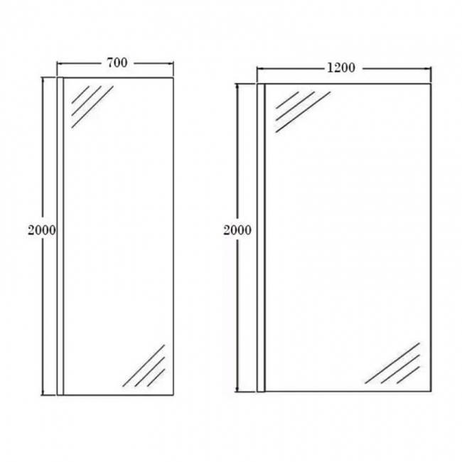 Orbit 8mm Walk-In Shower Enclosure 1700mm x 700mm (1200mm+700mm Clear Glass)