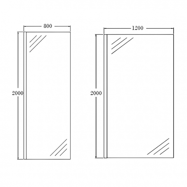 Orbit 8mm Walk-In Shower Enclosure 1700mm x 800mm (1200mm+800mm Clear Glass)