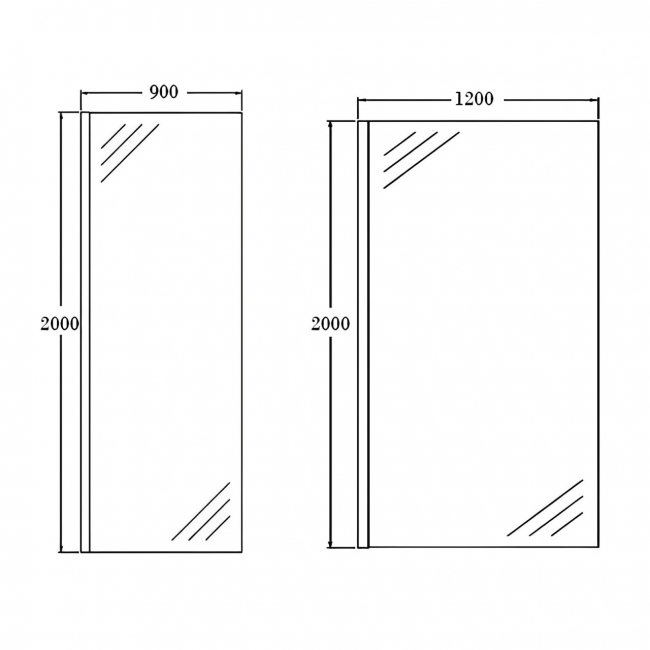 Orbit 8mm Walk-In Shower Enclosure 1700mm x 900mm (1200mm+900mm Clear Glass)